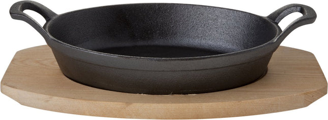 Cosy & Trendy Gietijzer gratinschaal op plank - ovaal - 30 x 17 x H5 cm - Set-1