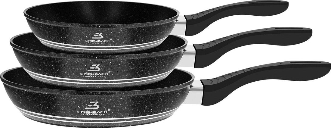 Rosenberg koekenpannenset 3-delig – marmeren antiaanbaklaag, 20, 24 en 28 cm