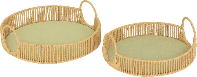 Atmosphera Dienbladen / Plateau's - Set van 2 stuks - Ø35xH11 cm - Groen