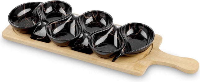 Appetizer Serving Board with 6 bowls – marble look