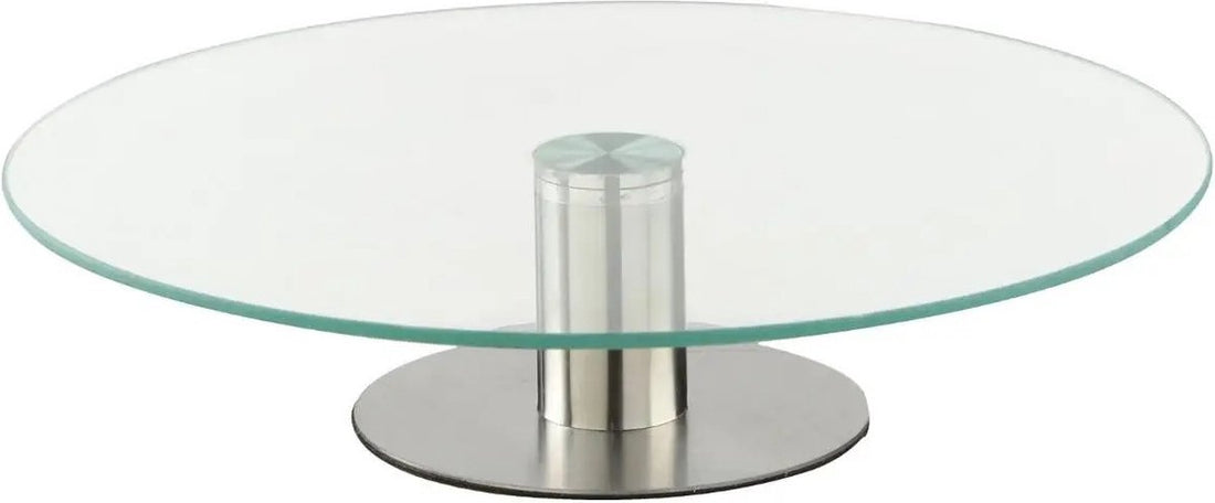 Draaibaar Taartplateau Met Voet |Glas/RVS|Ø 30cm