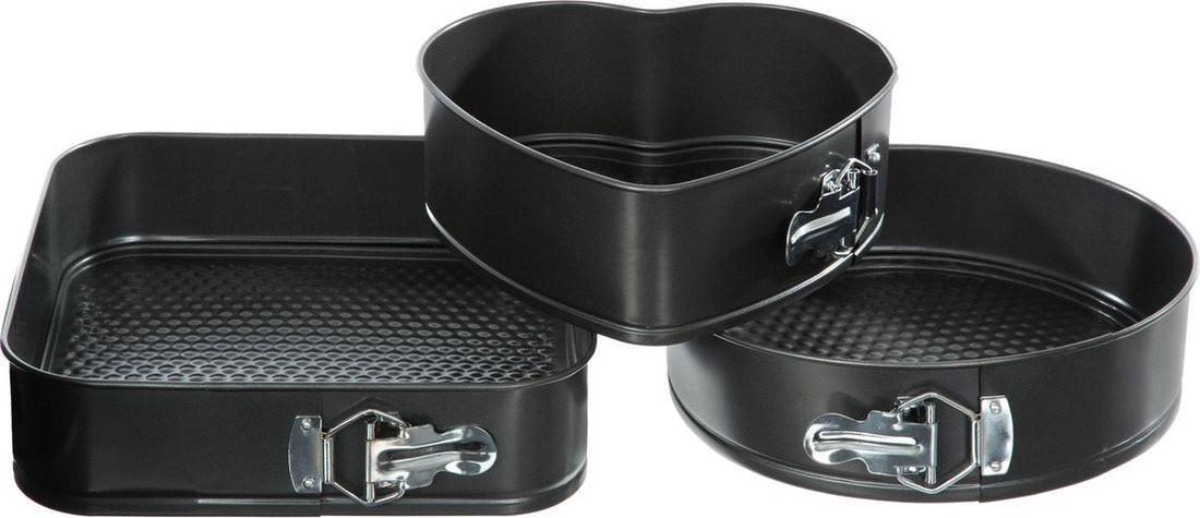 Atmosphera springform cake tin set of 3 - Heart 22 x 20 CM - Round 24 CM - Square 26 x 26 CM - Cake pan - Baking tin - Non-stick