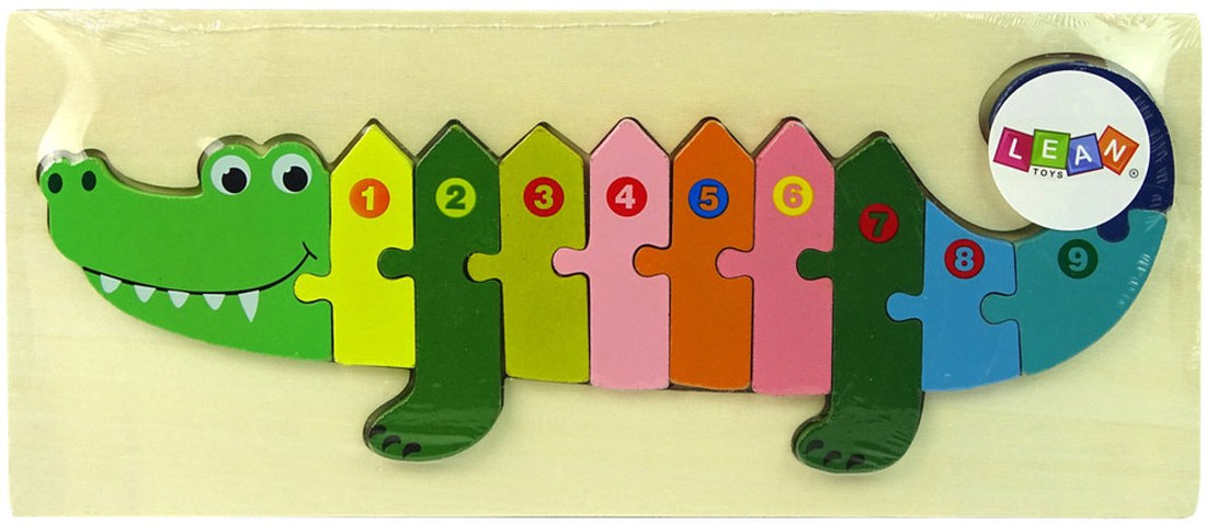 Leantoys houten puzzel krokodil met cijfers – telspel 1 tot 10, vanaf 3 jaar