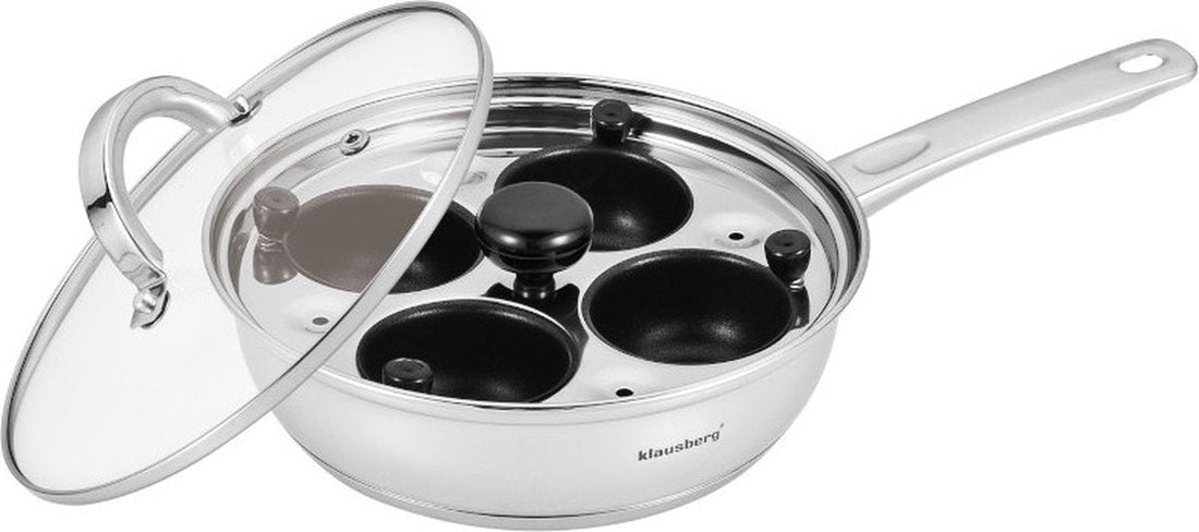 Klausberg 7606 eierpan met 4 eiervakjes en glazen deksel – Ø 20 cm