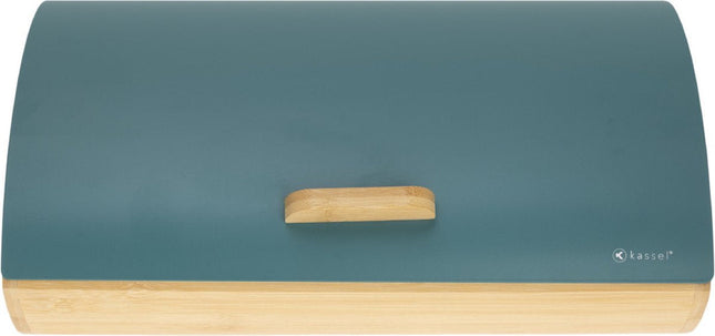 Kassel 93511 broodtrommel blauw – bamboe en gelakt rvs, 35 x 25 x 15,5 cm