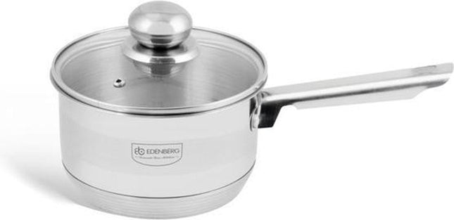 Edënbërg Classic Line RVS steelpan Ø 16 cm – 1,5 liter, glazen deksel