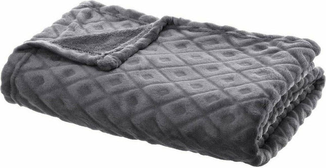 Woonplaid 125 x 150 cm Fleecedeken geruite blanco 3d losan gr 125 x 150, donkergrijs