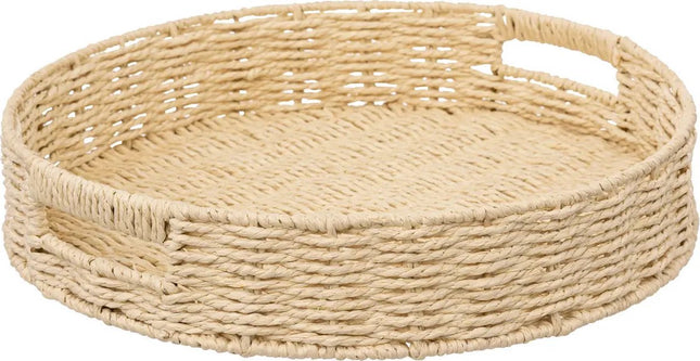 5Five serveer dienblad van gevlochten koord – rond, naturel, Ø 35 cm