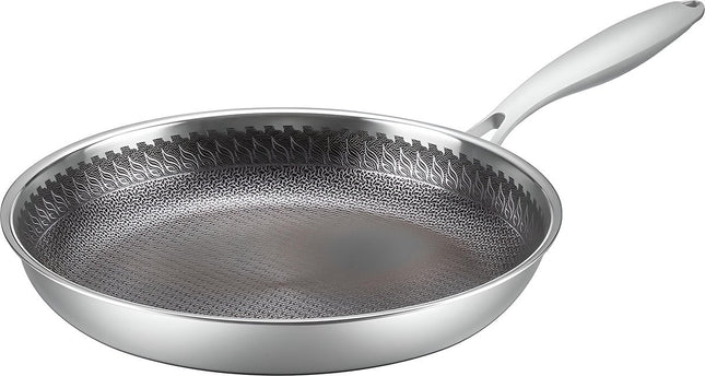 Stainless Steel Frying Pan Ø 28 - Anti-Scratch Structure - Stainless Steel Handle - Dishwasher Safe - Oven Safe - Ceramic - Electric - Gas - Induction