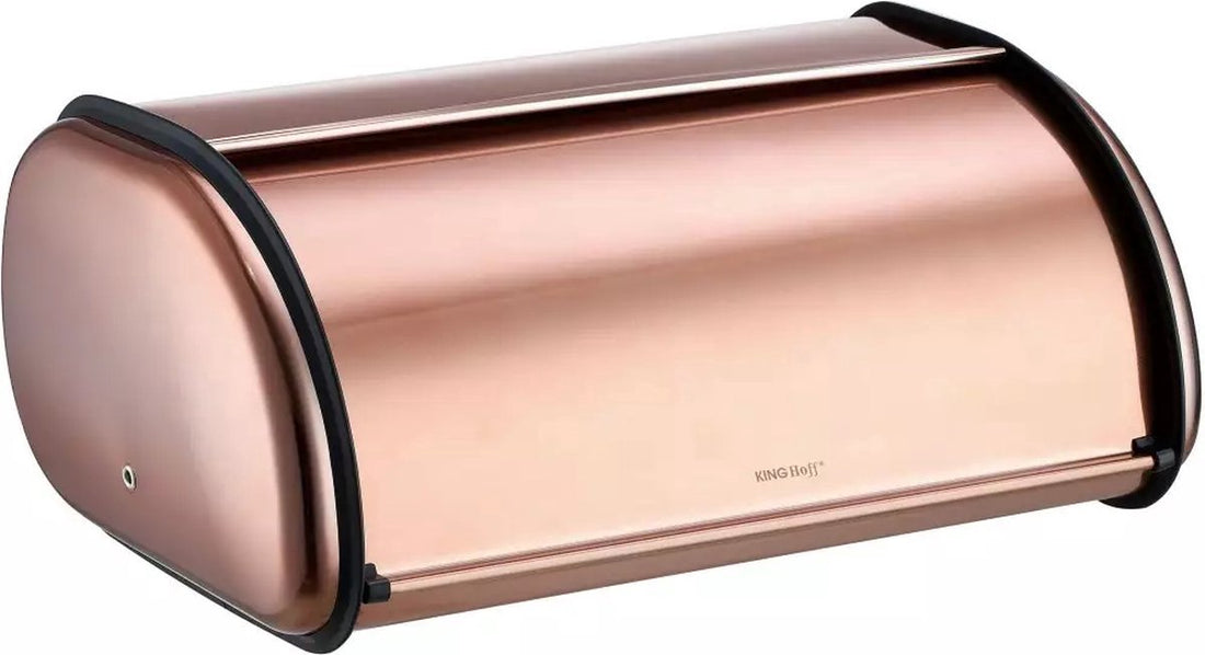 Kinghoff broodtrommel groot – goudkleurig RVS, retro, 44 x 27 x 18,5 cm
