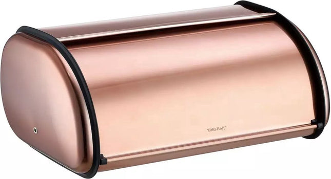 Kinghoff broodtrommel groot – goudkleurig RVS, retro, 44 x 27 x 18,5 cm