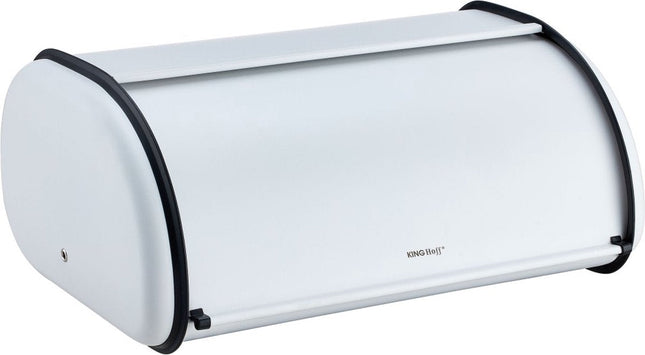 Kinghoff broodtrommel groot – retro brooddoos van RVS, wit, 44 x 27 x 18,5 cm