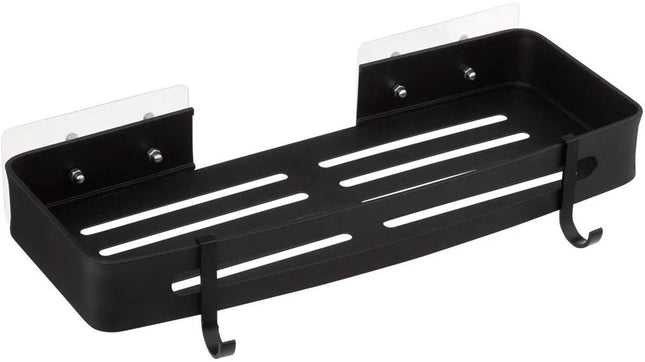 5Five badkamer organizer zwart – metalen doucherekje met haakjes, 32 x 13 cm