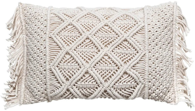 Atmosphera macramé sierkussen ivoor (ecru) – rechthoekig, 50 x 30 cm
