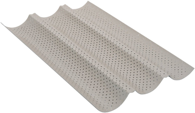 Kinghoff KH-1970 geperforeerde baguettevorm – stokbrood bakvorm, 3 gleuven