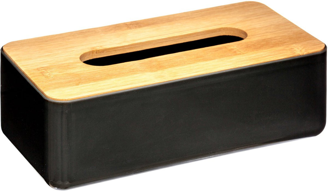 Zwarte Bamboe Tissuebox - Stijlvolle Zakdoekhouder (26 x 13 x 8, 8 cm)