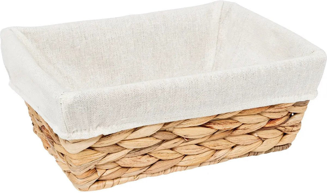 5Five broodmandje van waterhyacint met stoffen voering – beige, 25 x 18 x 10 cm
