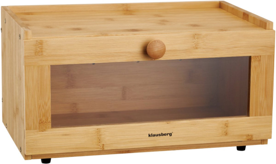 KLAUSBERG Bamboe Brooddoos Met Acryl Front - 35, 5 x 24 x 18 cm - Natuurlijke Broodopslag - KB-7923 - Broodtrommel - Brood vershouddoos