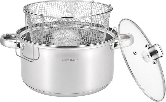 Kinghoff Top Choice frituurpan niet-elektrisch – rvs met mand, 5,5 liter