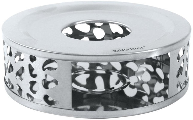 Kinghoff KH-1898 theewarmer – RVS, Ø15 cm, voor een waxinelichtje