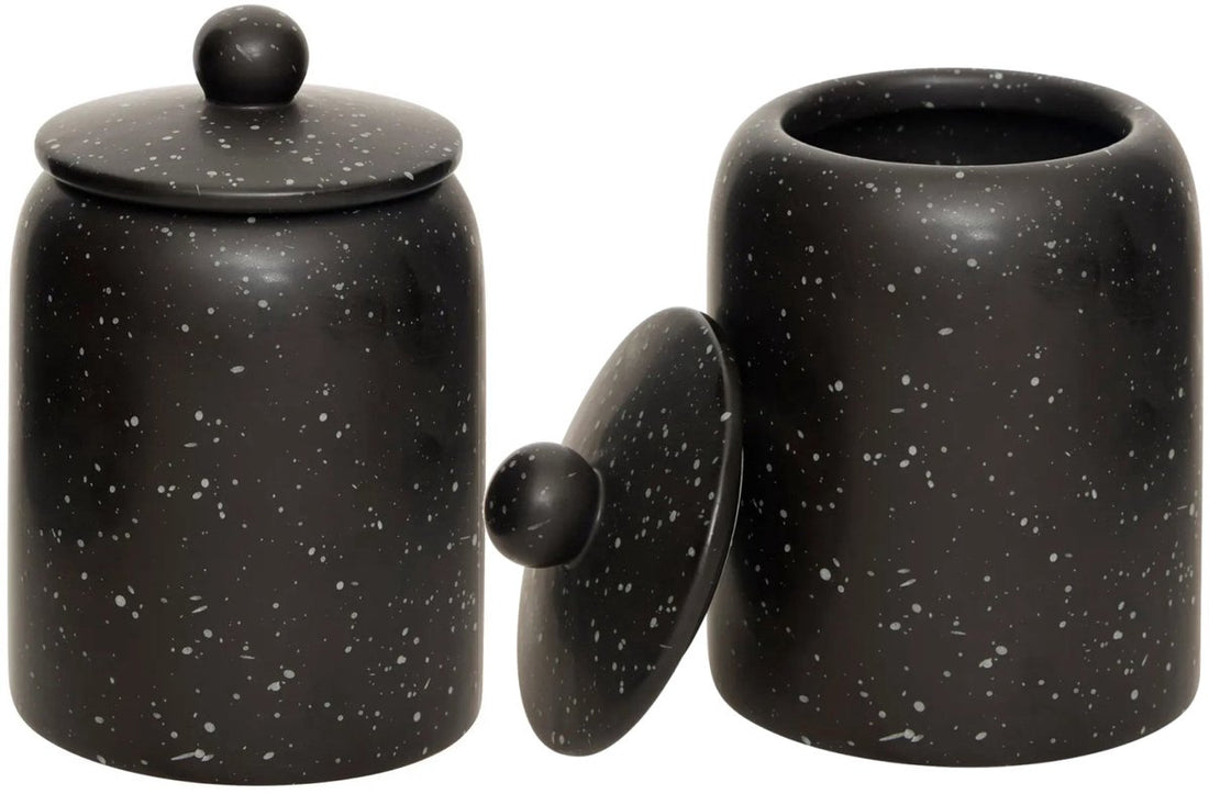 Keramische voorraadpotten zwart, set van 2 – met deksel, Ø 10 x 15 cm