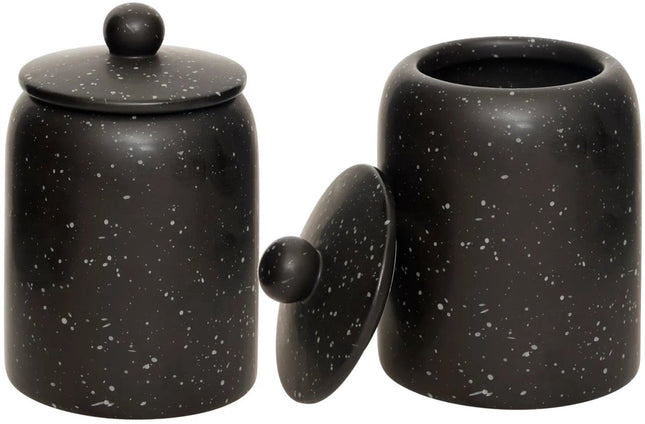 Keramische voorraadpotten zwart, set van 2 – met deksel, Ø 10 x 15 cm