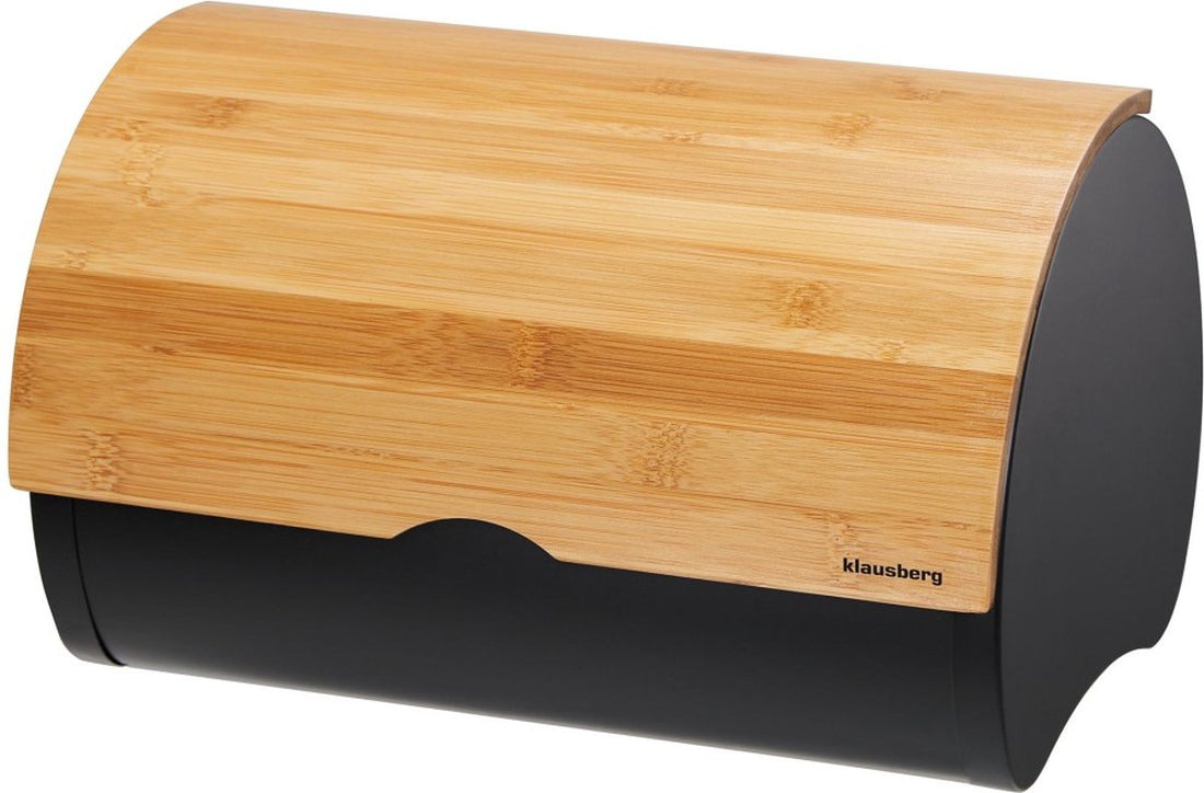 Klausberg 7711 houten broodtrommel – zwart, 32 x 24 x 20,5 cm