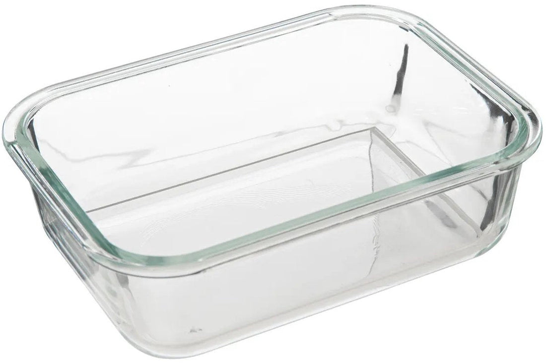 5Five Vershoudbakje met deksel - 2x - glas - luchtdicht - met clips - 21 x 17 x 7 cm - 900 ml - zwart / transparant