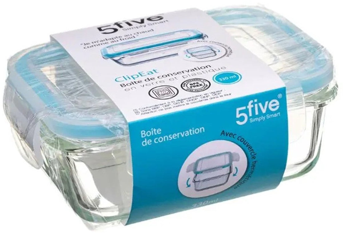 5Five glazen vershoudbakjes met clipdeksel, 2 stuks – 330 ml, 14 x 10 cm – foto 7