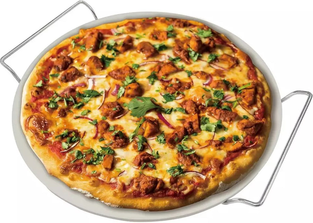 Klausberg 7788 pizzasteen van cordieriet – rond, Ø 33 cm, met standaard
