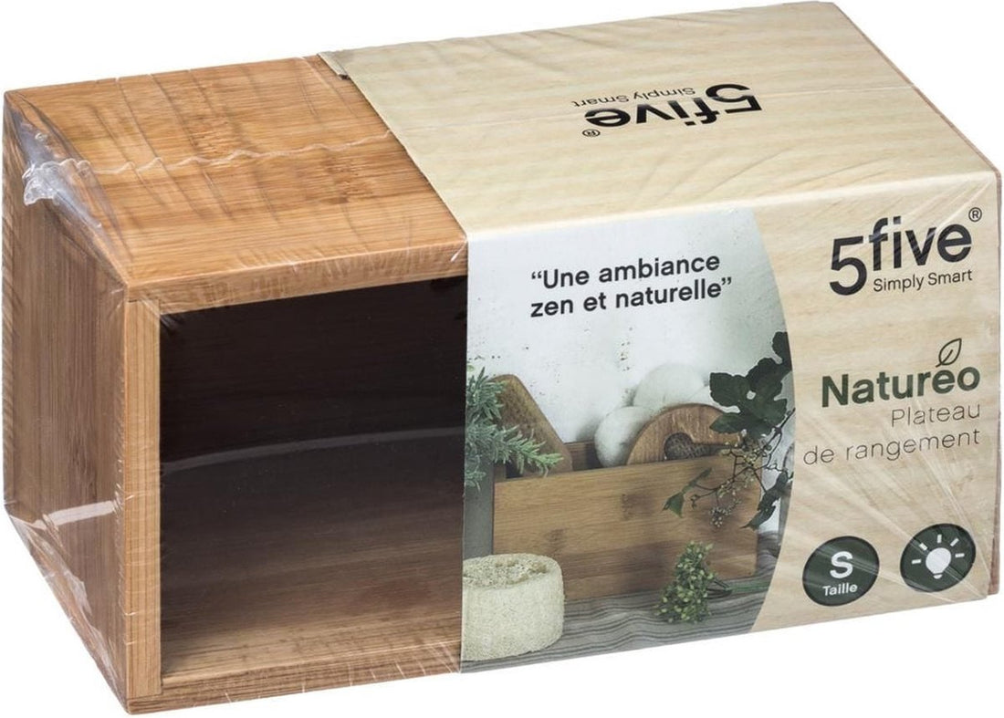 Set van 2x stuks 5five sieraden/make-up houder/box - 18 x 9 x 9,5 cm - bamboe hout - organizer bakje