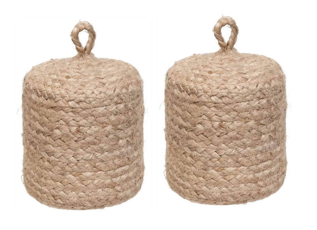 Set of 2 Pieces! - Atmosphera Doorstop - 1 kg - beige - fabric - jute weight - 15 cm - doorstop - Doorstops