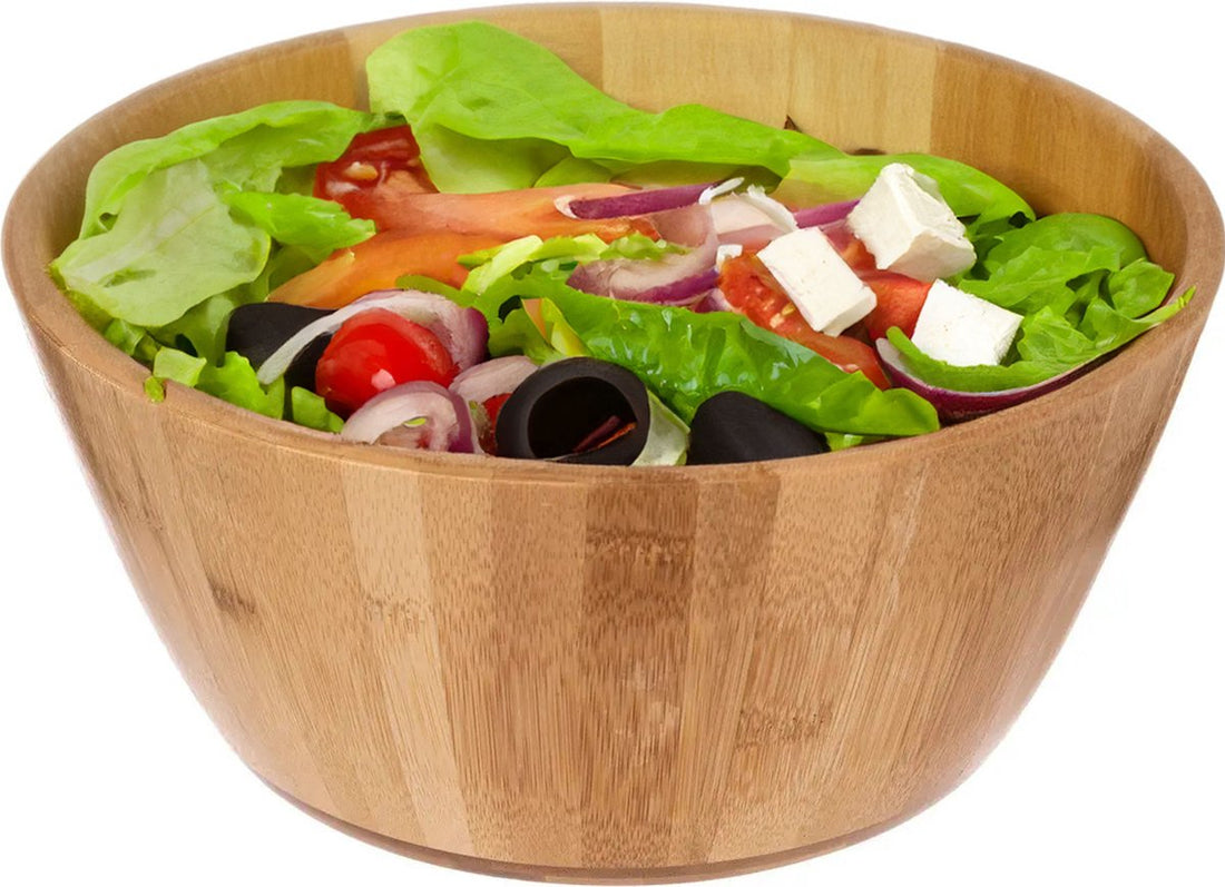 5Five houten saladeschaal van bamboe – serveerschaal Ø 28 cm, lichtbruin