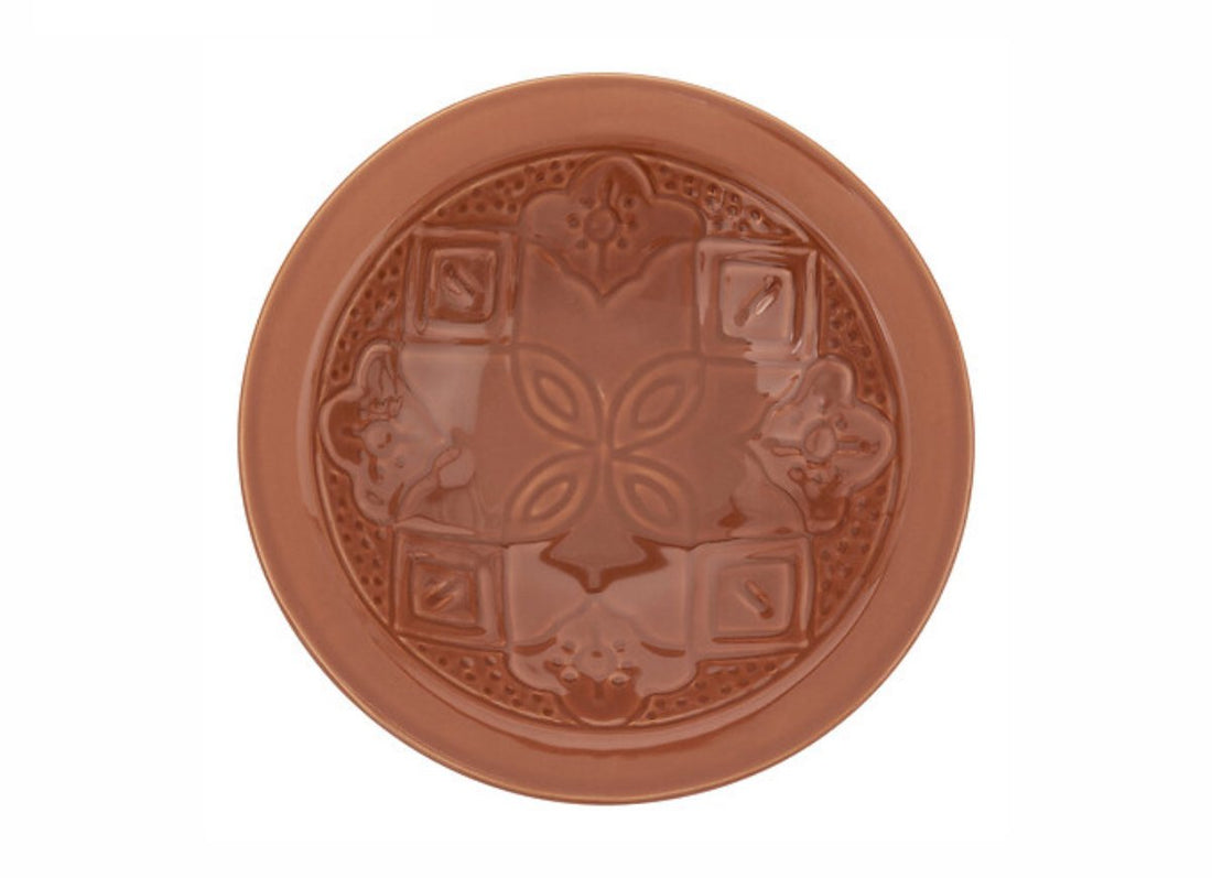 Assiette Creuse Sienna Terre Cuite 23 cm - Bol à Soupe en Faïence avec Motif Floral - 6cm Hauteur - Assiette à Soupe