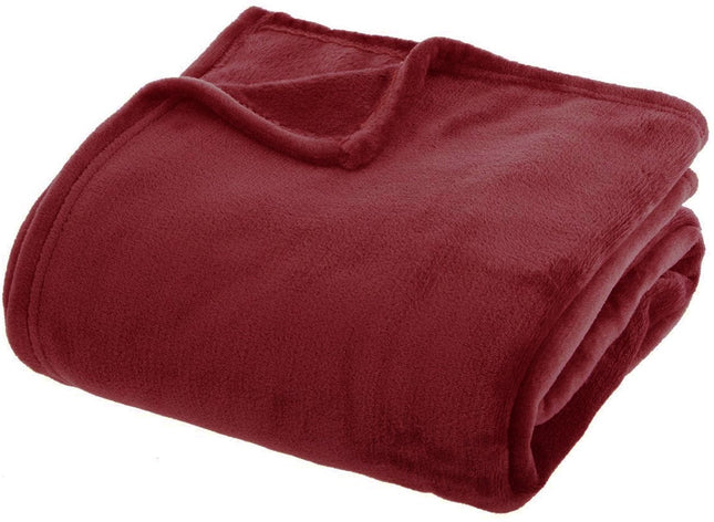 Atmosphera fleece plaid bordeaux – effen flanel deken, 180 x 230 cm