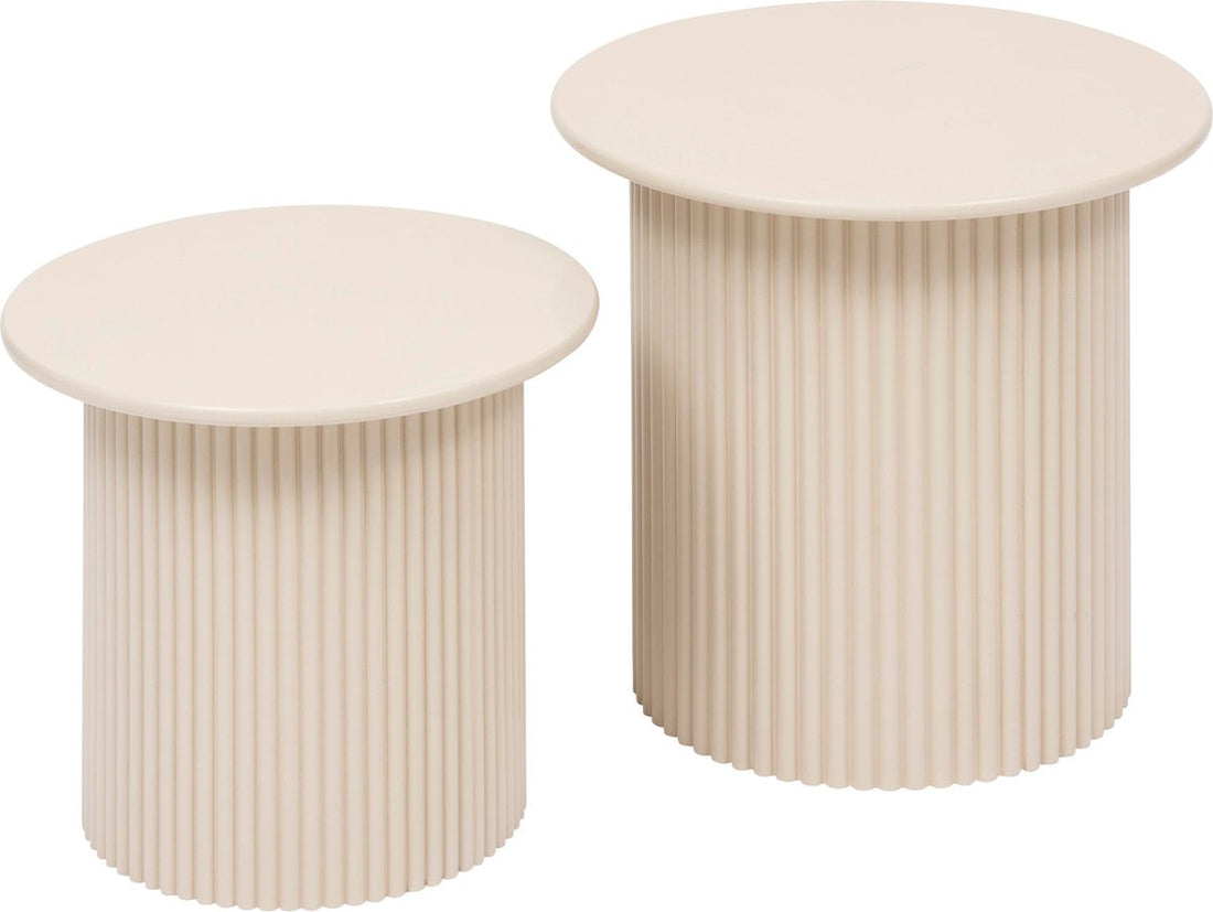 Atmosphera Eino Bijzettafels - Ø40xH38cm - Set van 2 stuks - Beige