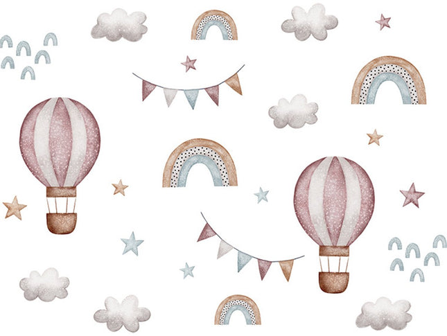 Sipo wandsticker ballonnen en regenboog – muursticker kinderkamer, 64 x 86 cm