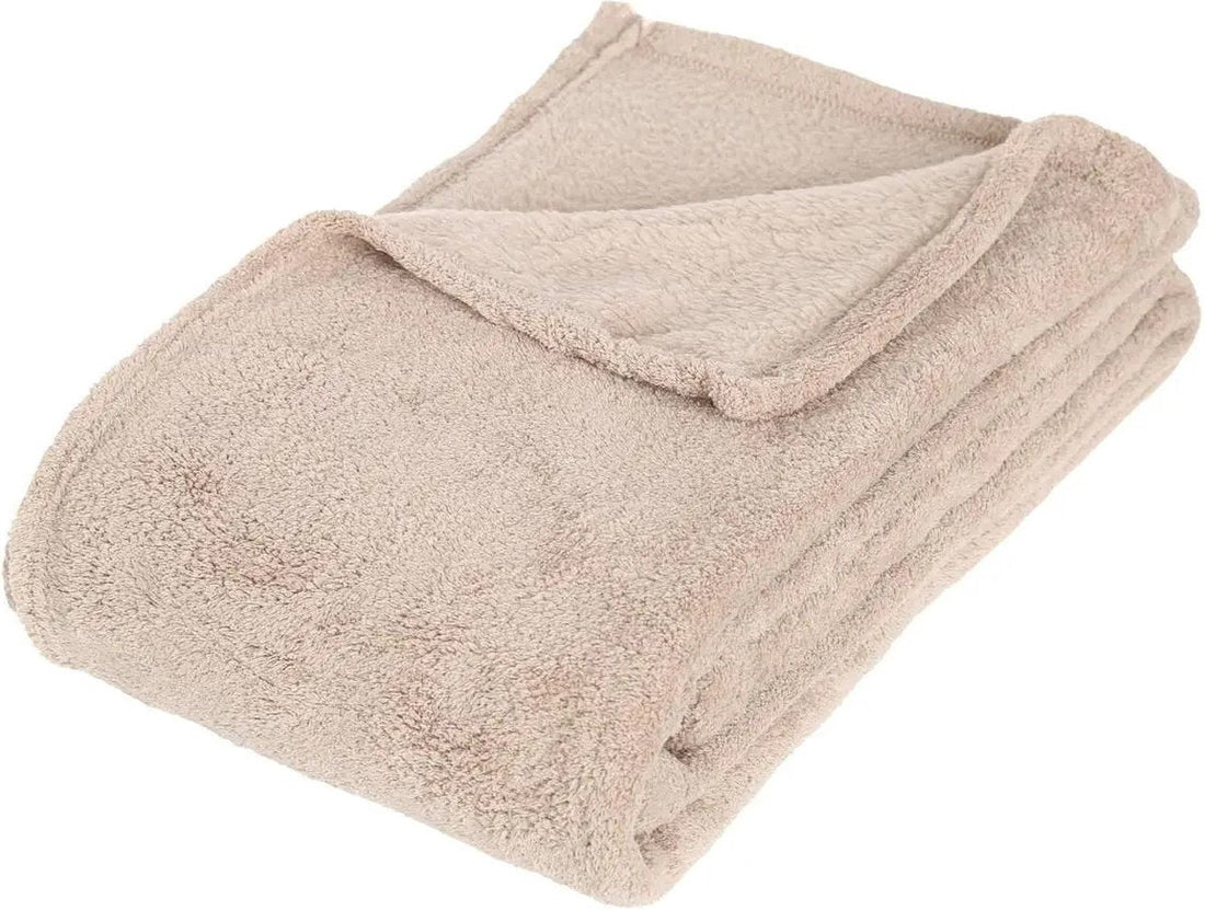 Atmosphera fleece plaid beige – harige bankdeken, 130 x 180 cm