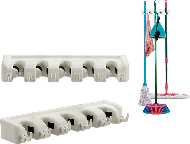 Plastic Broom Wall Holder (9 x 6 x 40 cm)