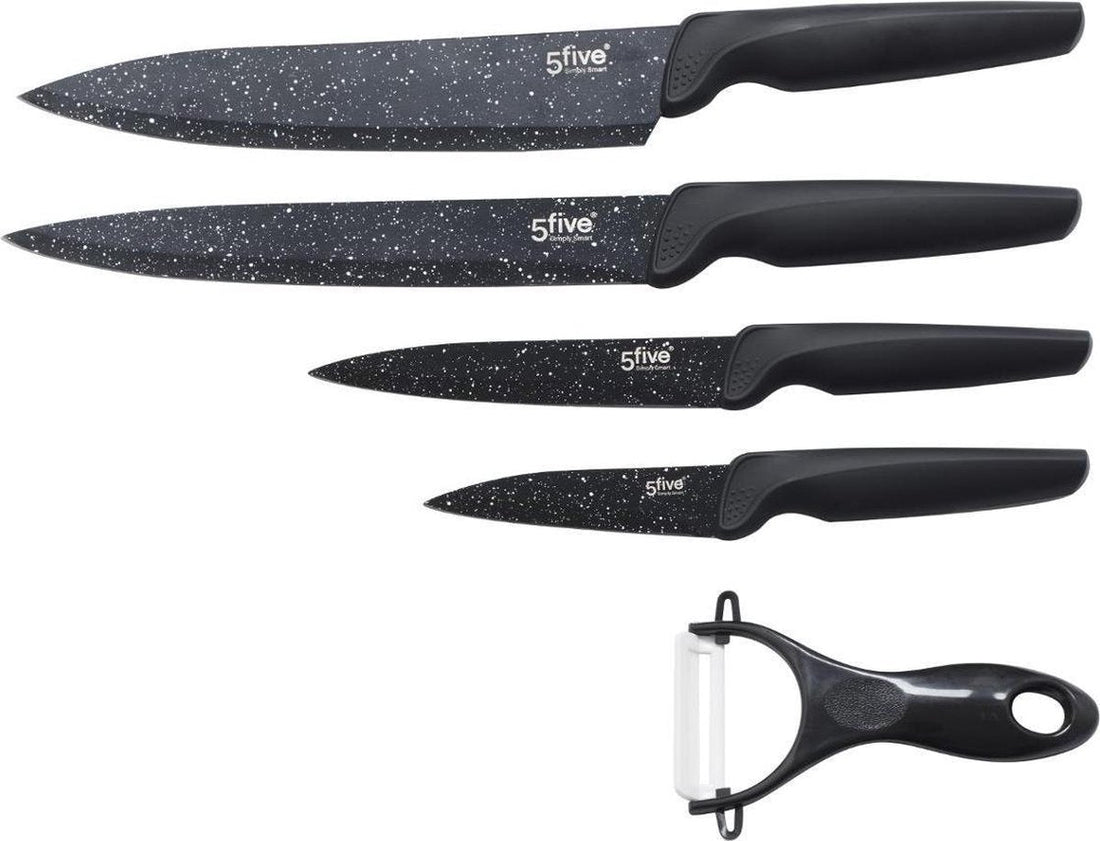 Secret de Gourmet keramische messenset – 4 messen en een schiller, zwart
