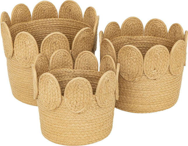 Atmosphera set van 3 opbergmanden – beige, van papier, Ø 22, 26 en 29 cm
