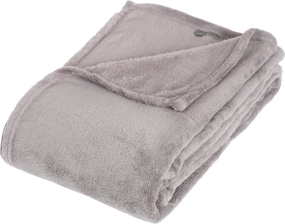 Atmosphera harige fleece deken – lichtgrijze plaid voor de bank, 130 x 180 cm