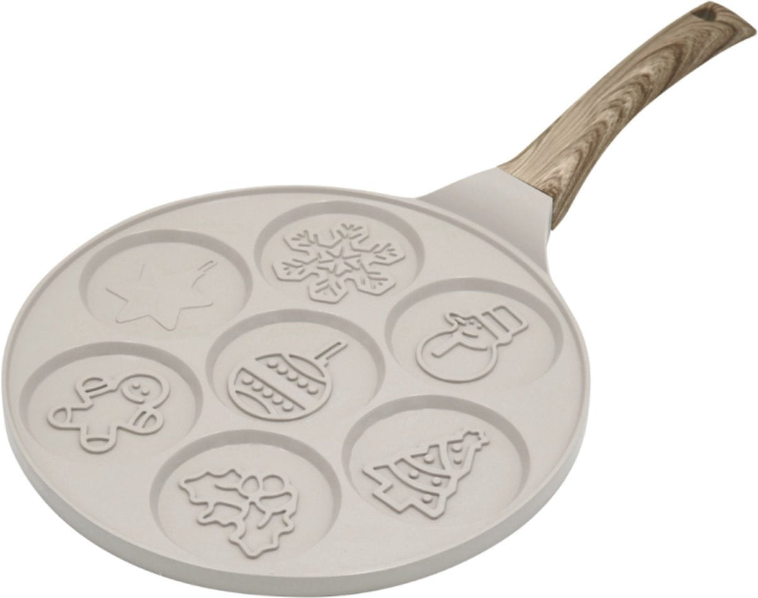 Klausberg KB-7970 Pancake Pan with 7 Molds - Christmas Designs - Ø26.5 cm - Non-stick Coating - Suitable for All Hobs Including Induction - Ideal for Poffertjes and Mini Pancakes - Christmas Figures - Snowman