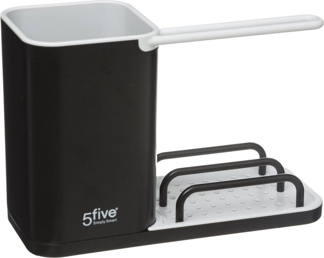 5Five aanrecht organizer 4-in-1 Black Neo – zwart, voor spons en vaatdoek