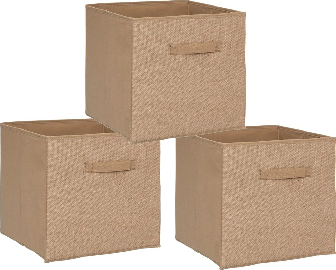 5Five Storage basket / cupboard basket - Set of 3 pieces - 29 litres - brown / natural jute - 31 x 31 x 31 cm - Storage boxes - Cube unit baskets