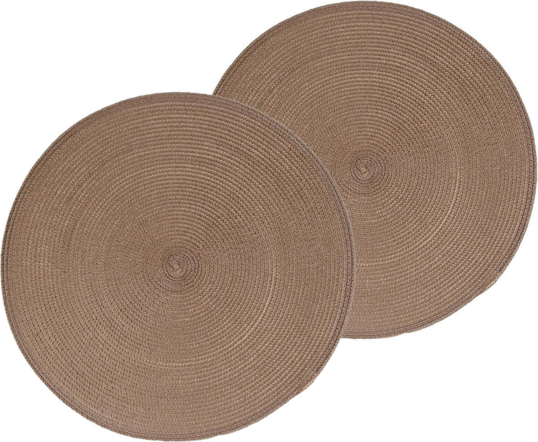 Secret de Gourmet ronde placemats taupe – set van 12, gevlochten, Ø 38 cm