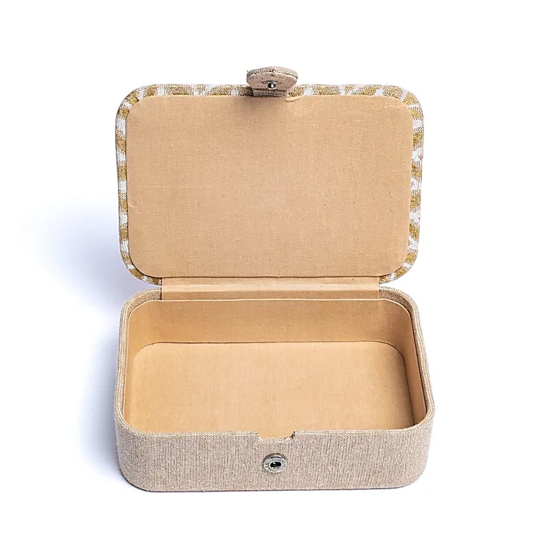 Jewelry / tarot box chambray cotton beige / gold with Flower of Life