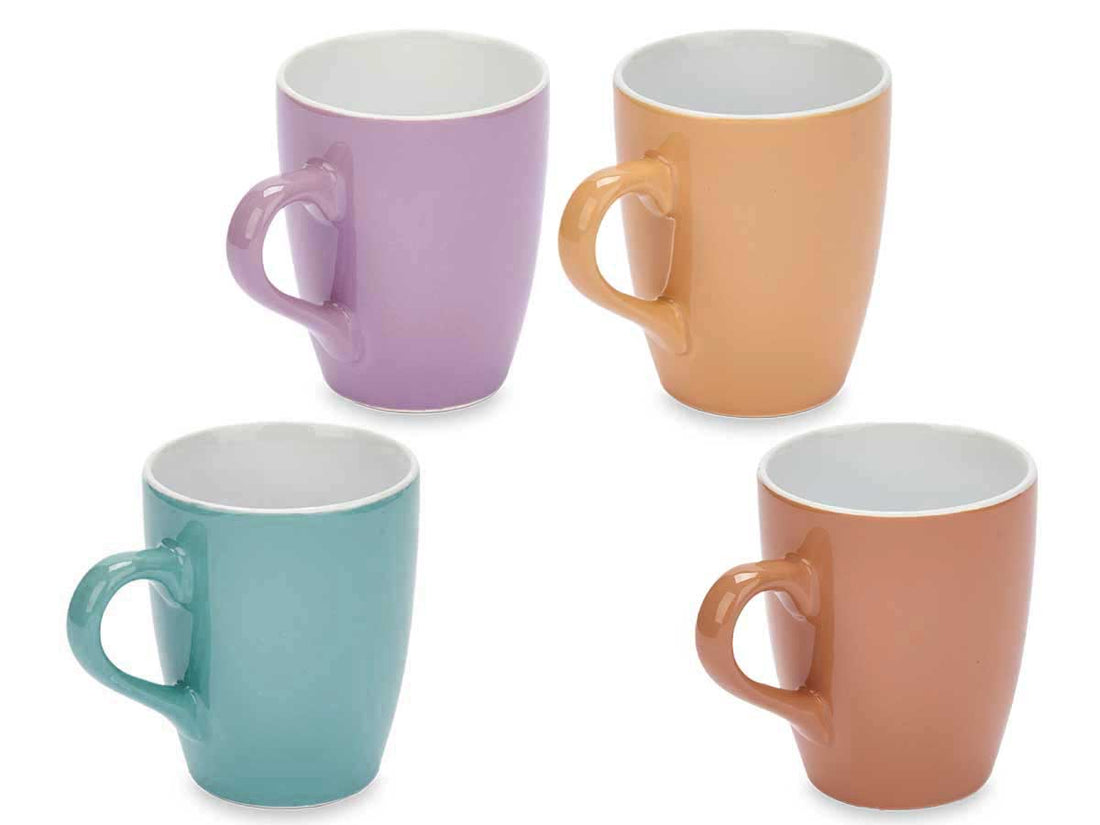 Kleurrijke mokken van keramiek, set van 4 – 360 ml, vaatwasser en magnetron