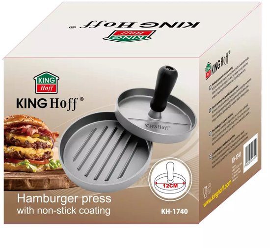 Kinghoff KH1740 hamburgerpers – aluminium met antiaanbaklaag, Ø 12 cm – foto 4