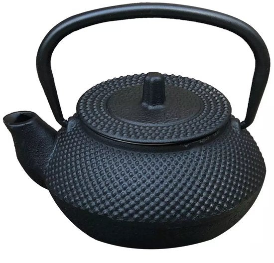 Kinghoff gietijzeren theepot met filter – 0,3 liter, met suiker- en theebakjes